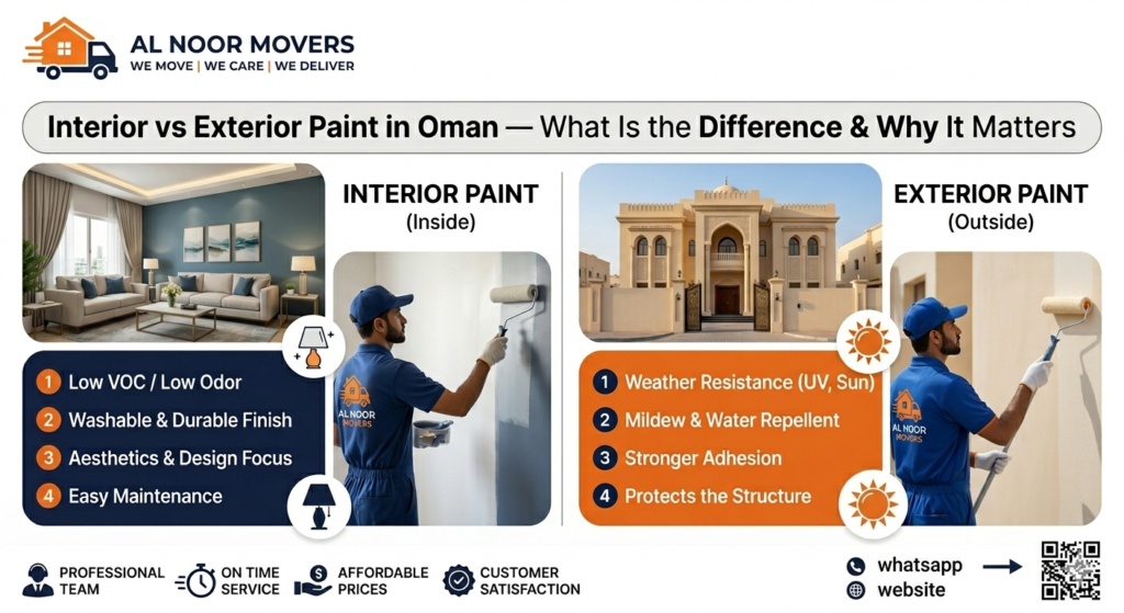 interior vs exterior paint in Oman