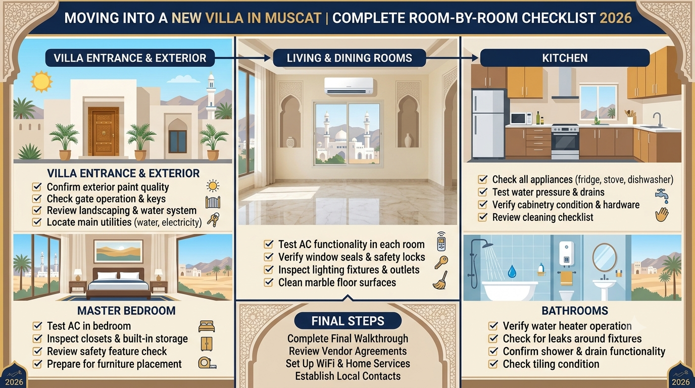 Moving into a New Villa in Muscat — Complete Room by Room Checklist 2026